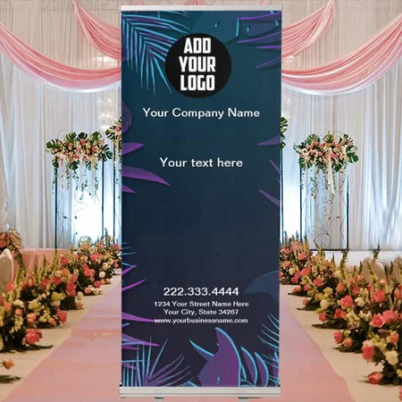 Modern Blue and Purple Tropical Design Customized Photo Printed Roll Up Standee Banner