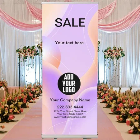 Modern Pink Watercolor Abstract Art Customized Photo Printed Roll Up Standee Banner