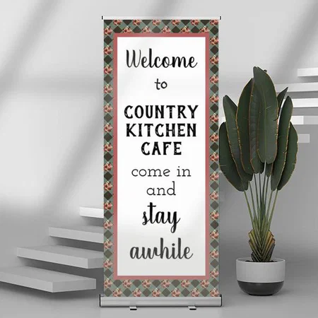 Gingham Pattern  Style Customized Photo Printed Roll Up Standee Banner