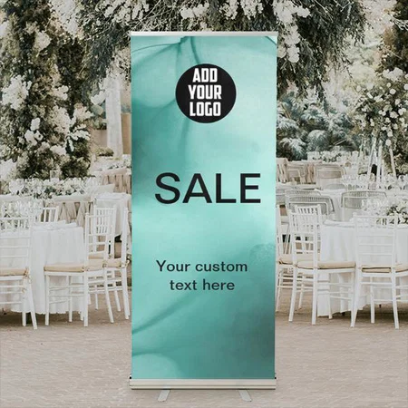 Glam Blue Sparkle Holographic Customized Photo Printed Roll Up Standee Banner