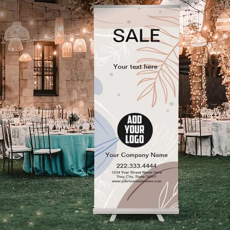 Modern Boho Tropical Pink Brown Customized Photo Printed Roll Up Standee Banner