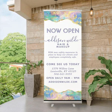 Fire Opal Modern Rainbow Gemstone Business Customized Photo Printed Roll Up Standee Banner