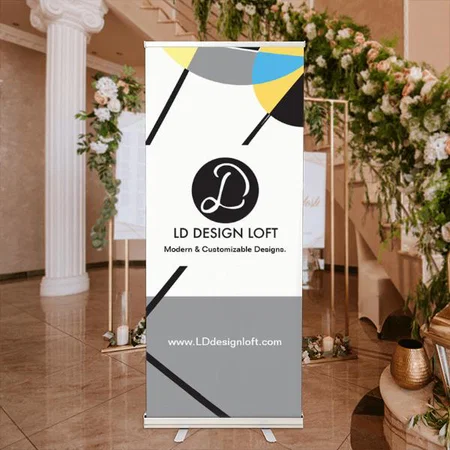 Simple Corporate Company Logo Design Customized Photo Printed Roll Up Standee Banner