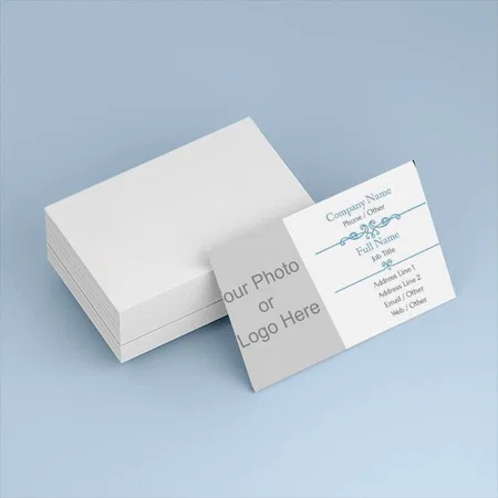 White Blue Decorative Floral Design Customized Rectangle Visiting Card
