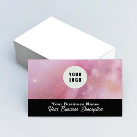 Pink Black QR Code Design Customized Rectangle Visiting Card