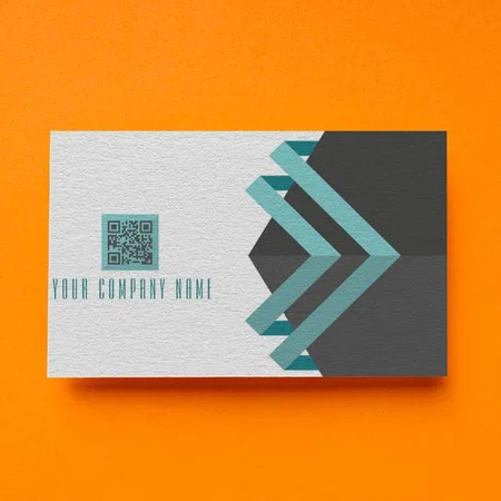 Modern Blue Lines with QR Code Design Customized Rectangle Visiting Card
