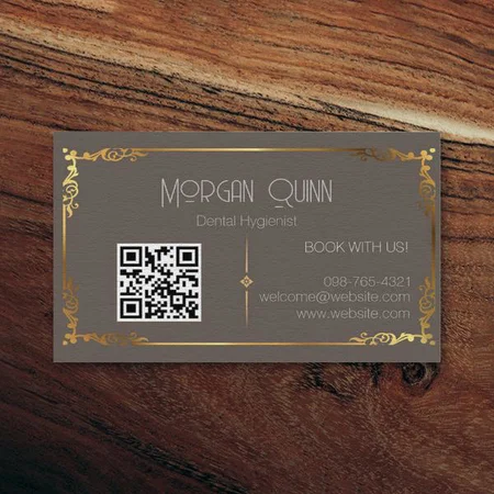 Brown And Gold QR Code Business Customized Rectangle Visiting Card