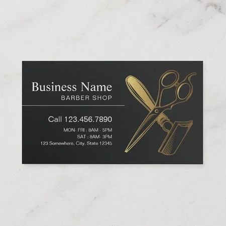 Gold Scissor Design Customized Rectangle Visiting Card