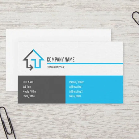Modern Blue Black Customized Rectangle Visiting Card