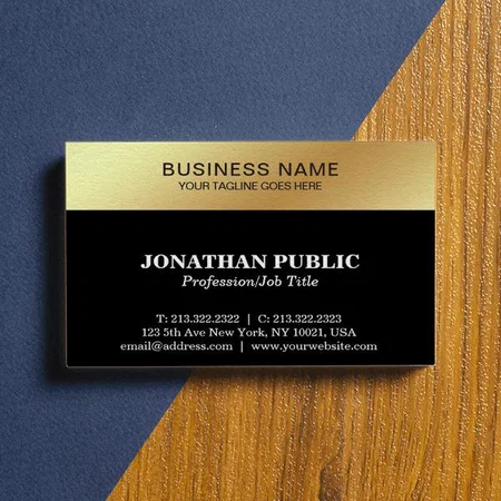 Modern Black Gold Design Elegant Customized Rectangle Visiting Card
