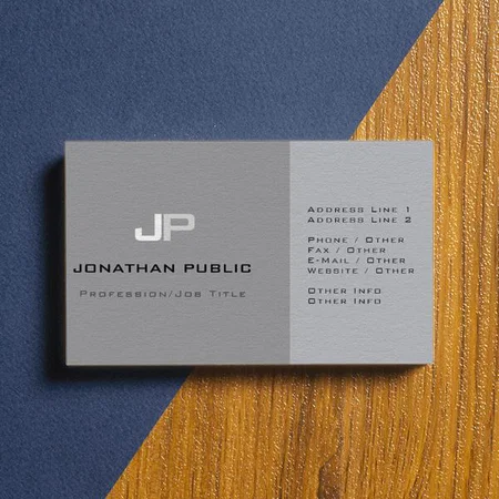 Professional Monogram Plain Elegant Grey Modern Customized Rectangle Visiting Card