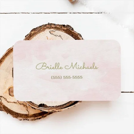 Simple Soft Pink Watercolor Gold Script Customized Rectangle Visiting Card