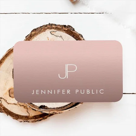 Rose Gold Professional Modern Monogram Customized Rectangle Visiting Card