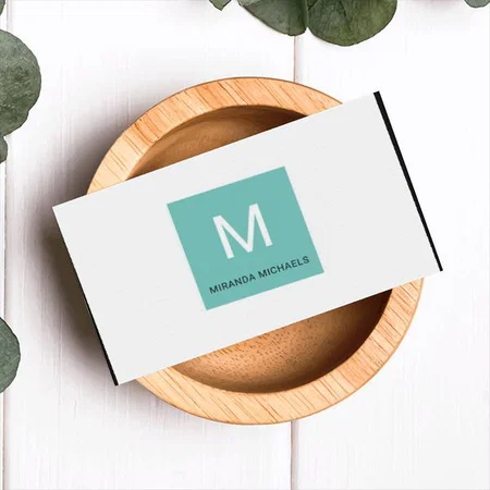 Simple Square Monongram Customized Rectangle Visiting Card