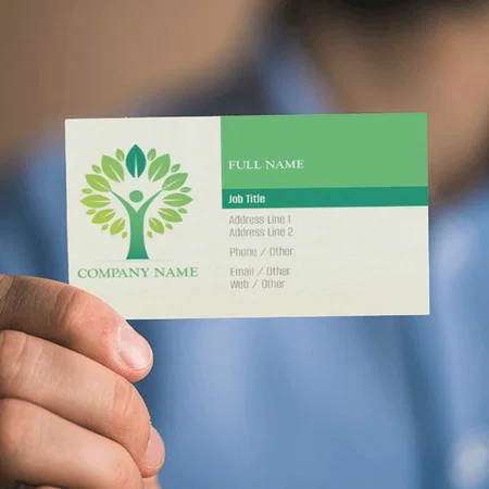 Green Tree Logo Customized Rectangle Visiting Card