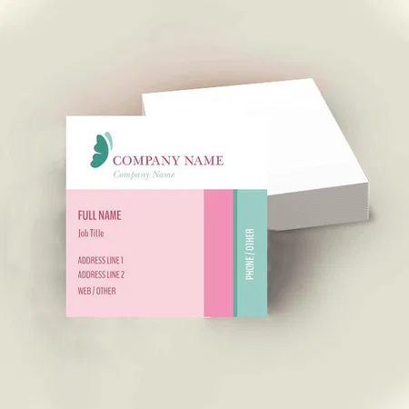 Premium Pink green Customized Square Visiting Card