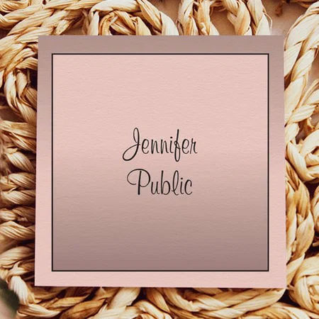 Modern Elegant Pink Customized Square Visiting Card