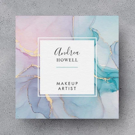 Modern Blue Marble Monogram Design Customized Square Visiting Card
