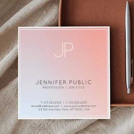 Minimalistic Creative Monogram Customized Square Visiting Card