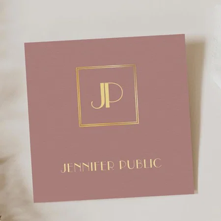 Modern Elegant Gold Monogram Customized Square Visiting Card