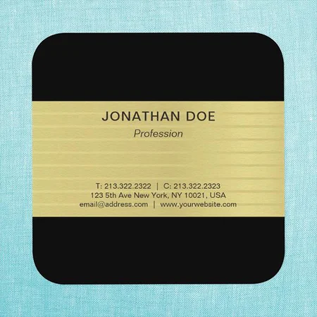Modern Professional Creative Gold Striped Customized Square Visiting Card
