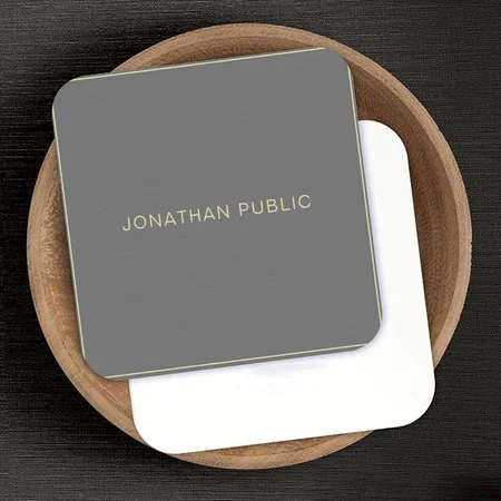 Trendy Modern Simple Grey Yellow Line Customized Square Visiting Card