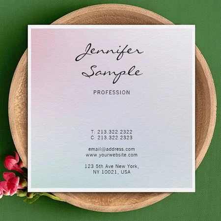 Pink Blue Gradient Design Customized Square Visiting Card