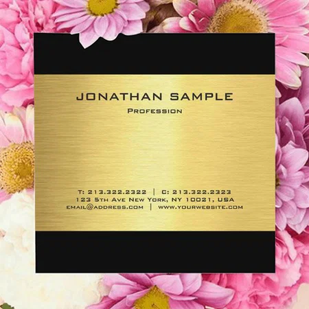 Simple Modern Elegant Gold Customized Square Visiting Card