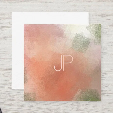 Creative Modern Monogram Watercolor Customized Square Visiting Card