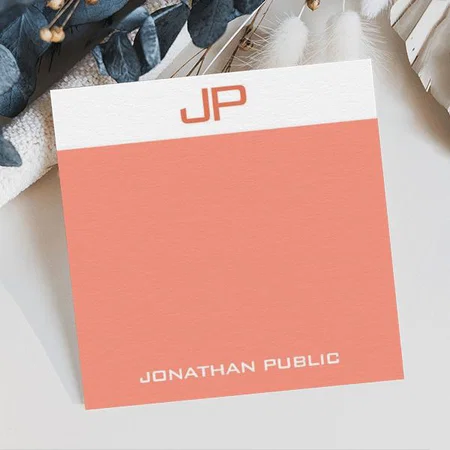 Modern Monogram Red Blue Customized Square Visiting Card