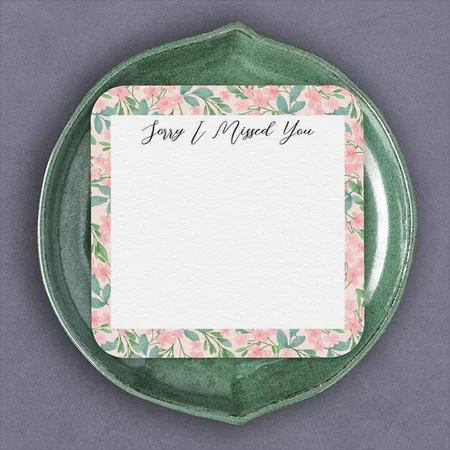 Pink Floral Design Customized Square Visiting Card