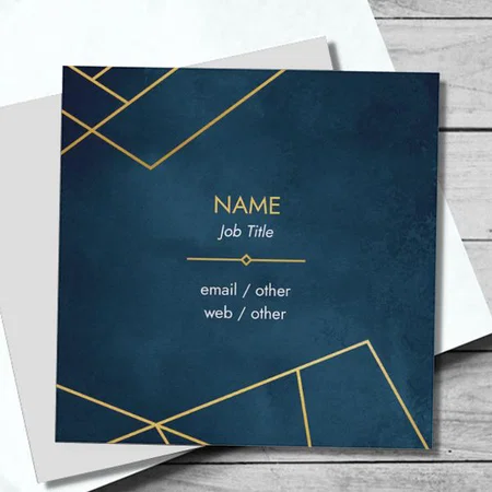 Blue And Gold LIne Design Customized Square Visiting Card