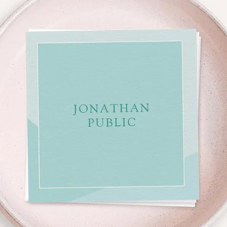 Elegant Blue Monogram Design Customized Square Visiting Card
