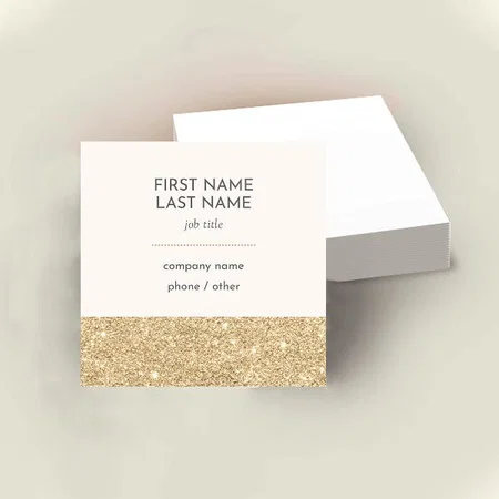 Pink And Gold Customized Square Visiting Card