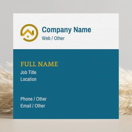 Gold And Blue House Customized Square Visiting Card