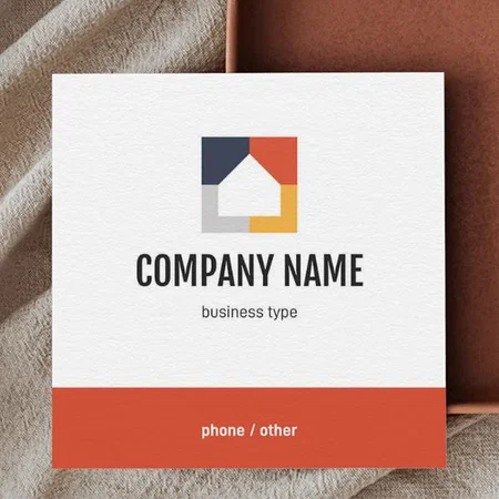 Red And Blue House Customized Square Visiting Card