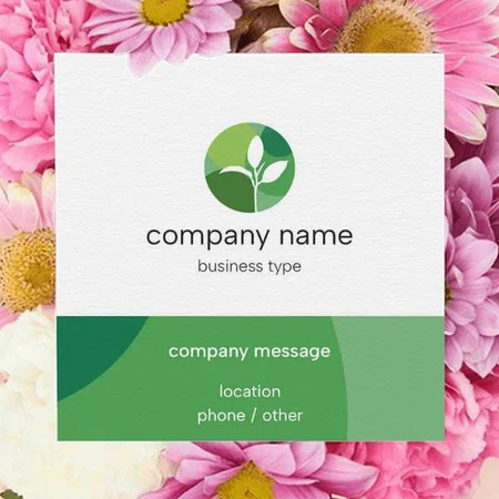 Green Bold & Colorful Logo Customized Square Visiting Card