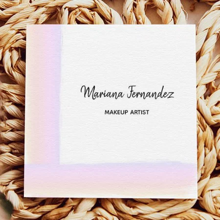 Watercolor Painted Brush Stroke Makeup Artist Customized Square Visiting Card