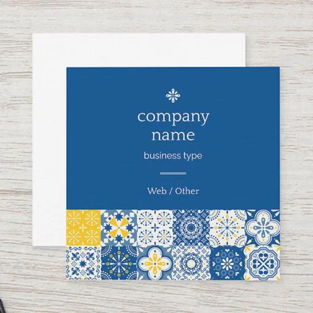 Floral Blue Design Customized Square Visiting Card