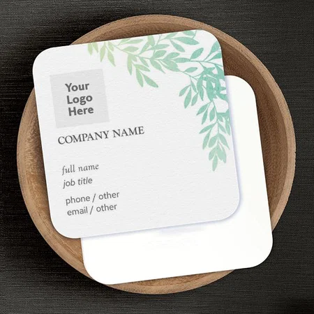 Green Leaf Design Customized Square Visiting Card