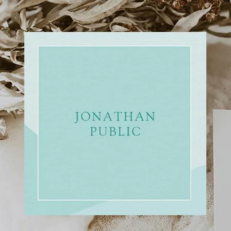 Elegant Green Simple Professional Customized Square Visiting Card