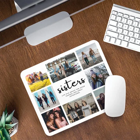 Sisters Friend Quote Photo Collage Customized Printed Rectangle Mousepad Photo Mouse Pad