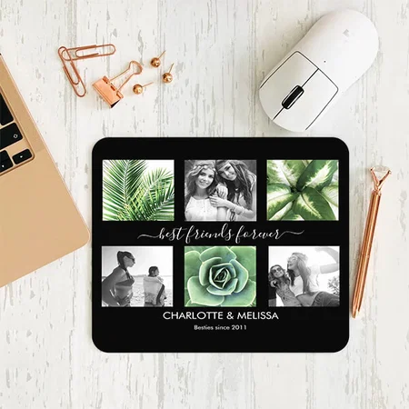 Modern Photo Collage Best Friends Forever Customized Printed Rectangle Mousepad Photo Mouse Pad