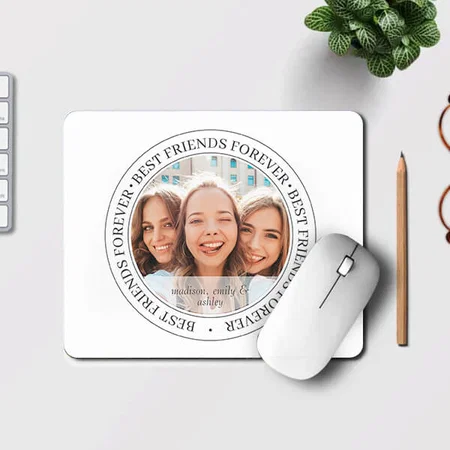 Bestfriends Forever BFF Simple Modern Photo Customized Printed Rectangle Mousepad Photo Mouse Pad