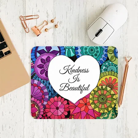 Watercolor Rainbow Mandala Art With Heart Customized Printed Rectangle Mousepad Photo Mouse Pad