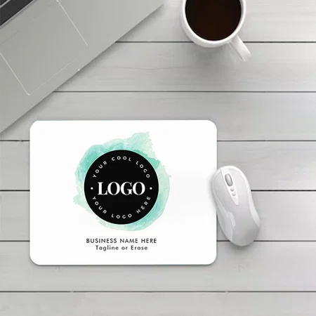 Green Watercolor Business Logo Customized Printed Rectangle Mousepad Photo Mouse Pad