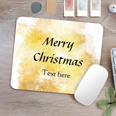 Simple Golden Merry Christmas Customized Printed Rectangle Mousepad Photo Mouse Pad