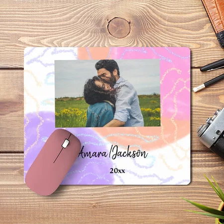 Simple Minimal Monogram Couple Customized Printed Rectangle Mousepad Photo Mouse Pad