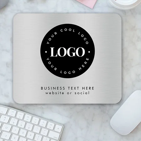 Silver Metallic Grey Company Logo Customized Printed Rectangle Mousepad Photo Mouse Pad