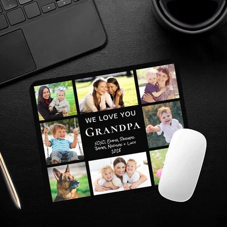 Love You Photo Collage Black Customized Printed Rectangle Mousepad Photo Mouse Pad